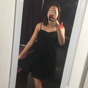 black spaghetti strap mini dress